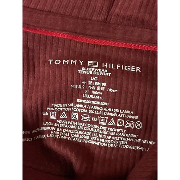NEW! Tommy Hilfiger Ribbed Pull Over Lounge Hoodie Cabernet Red Men's Large - Picture 8 of 11